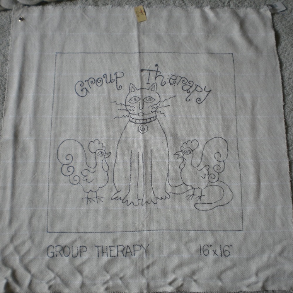 Group Therapy Rug Hooking or Punch needle pattern on Monk’s Cloth